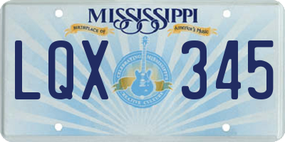 MS license plate LQX345