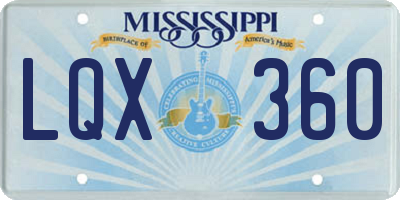 MS license plate LQX360