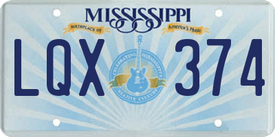 MS license plate LQX374