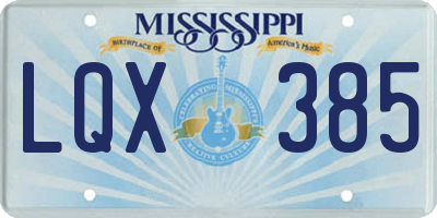 MS license plate LQX385