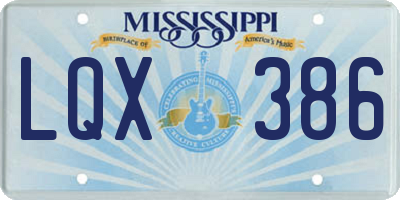MS license plate LQX386