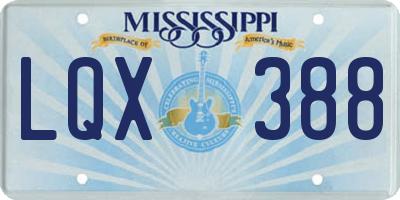 MS license plate LQX388