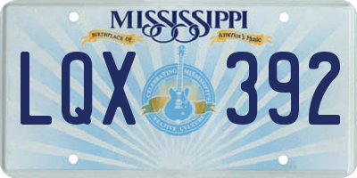 MS license plate LQX392
