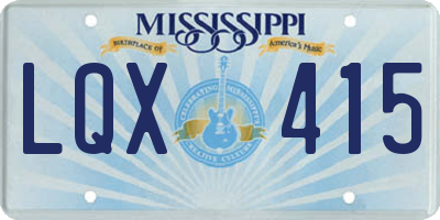 MS license plate LQX415