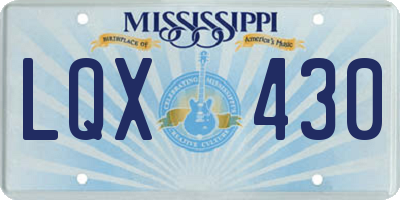 MS license plate LQX430