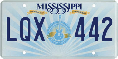 MS license plate LQX442