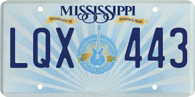 MS license plate LQX443