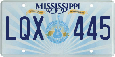 MS license plate LQX445