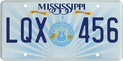 MS license plate LQX456