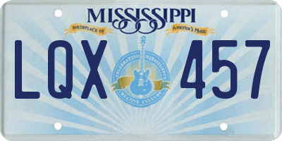 MS license plate LQX457