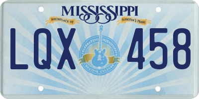 MS license plate LQX458