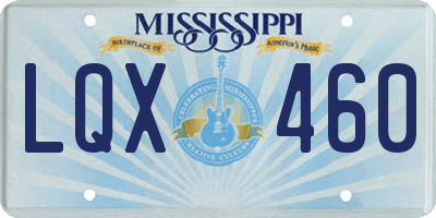 MS license plate LQX460