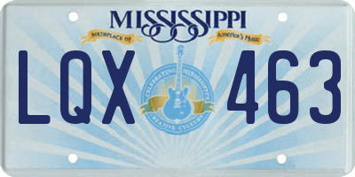 MS license plate LQX463