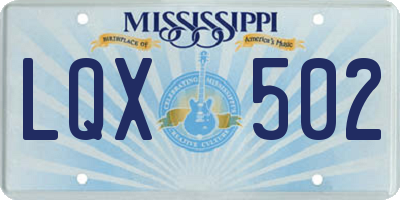 MS license plate LQX502