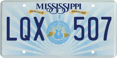 MS license plate LQX507