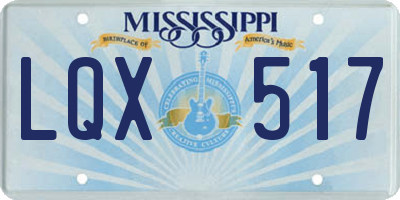 MS license plate LQX517