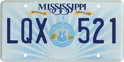 MS license plate LQX521