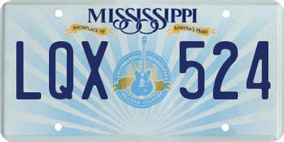 MS license plate LQX524