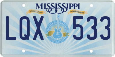 MS license plate LQX533