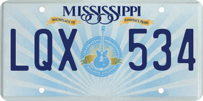 MS license plate LQX534