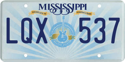 MS license plate LQX537