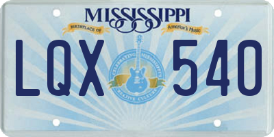 MS license plate LQX540