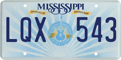 MS license plate LQX543