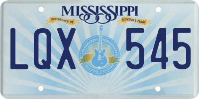 MS license plate LQX545