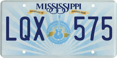 MS license plate LQX575