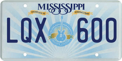 MS license plate LQX600