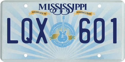 MS license plate LQX601