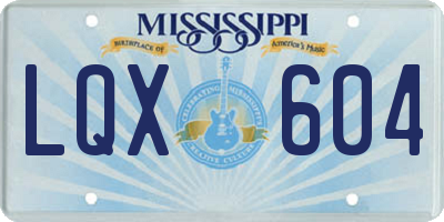 MS license plate LQX604