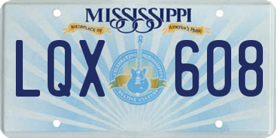 MS license plate LQX608