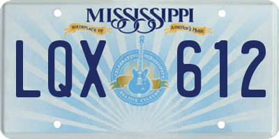 MS license plate LQX612