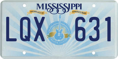 MS license plate LQX631