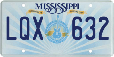MS license plate LQX632
