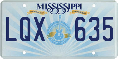 MS license plate LQX635