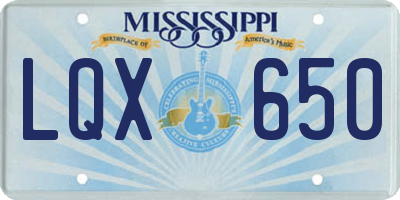 MS license plate LQX650