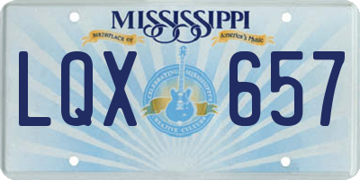 MS license plate LQX657