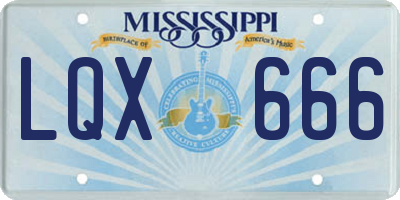 MS license plate LQX666