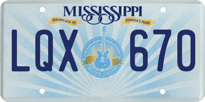 MS license plate LQX670