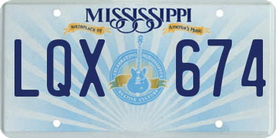 MS license plate LQX674