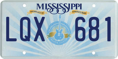 MS license plate LQX681