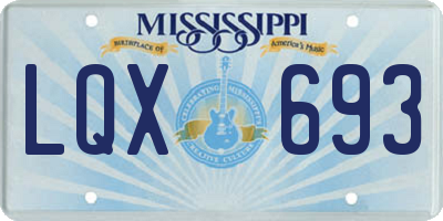 MS license plate LQX693
