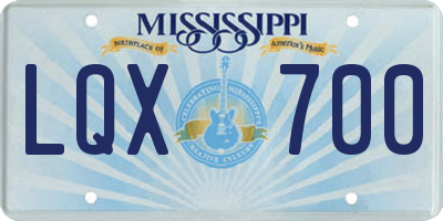 MS license plate LQX700