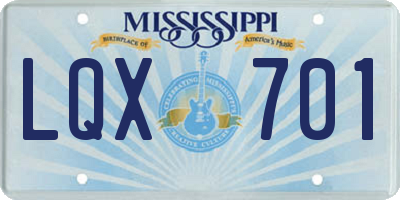 MS license plate LQX701