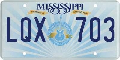 MS license plate LQX703