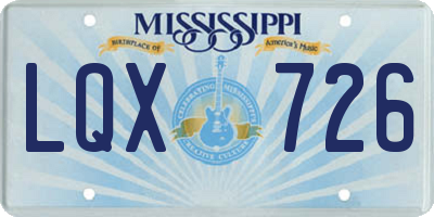 MS license plate LQX726