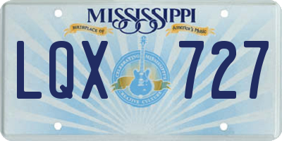 MS license plate LQX727