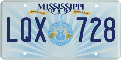 MS license plate LQX728